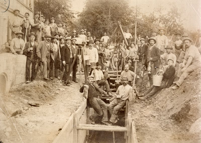 Wasserleitungsbau im Mühltal, 1906