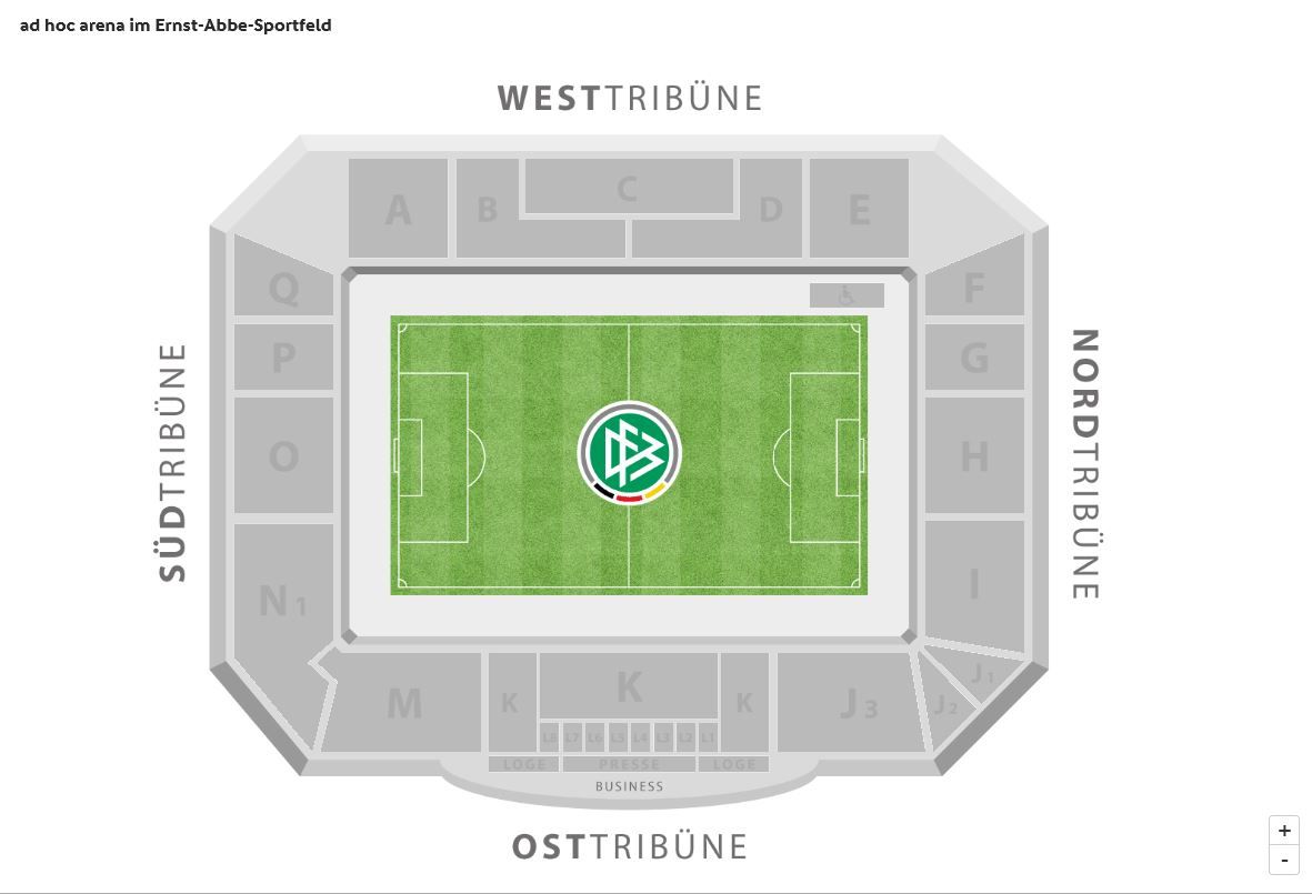 Die DFB-Elf erwartet am 27. Mai eine proppenvolle ad hoc-Arena im Ernst-Abbe-Sportfeld.